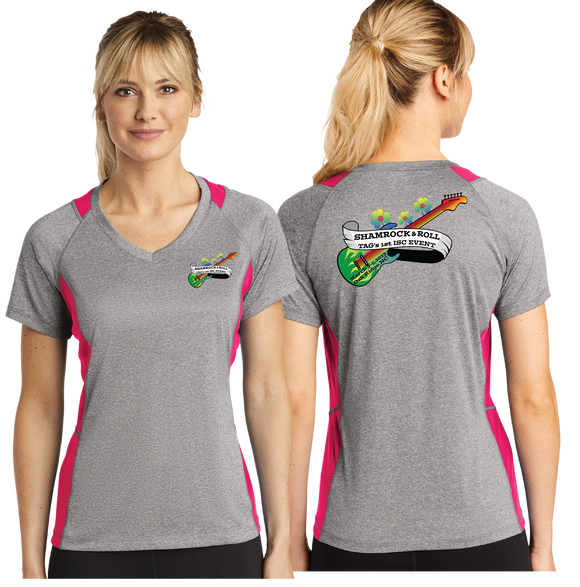 Sham/Sport Tek Ladies Heather Colorblock Contender VNeck Tee/LST361/