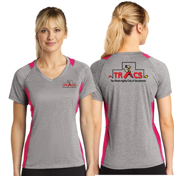 TRACS/Sport Tek Ladies Heather Colorblock Contender VNeck Tee/LST361/