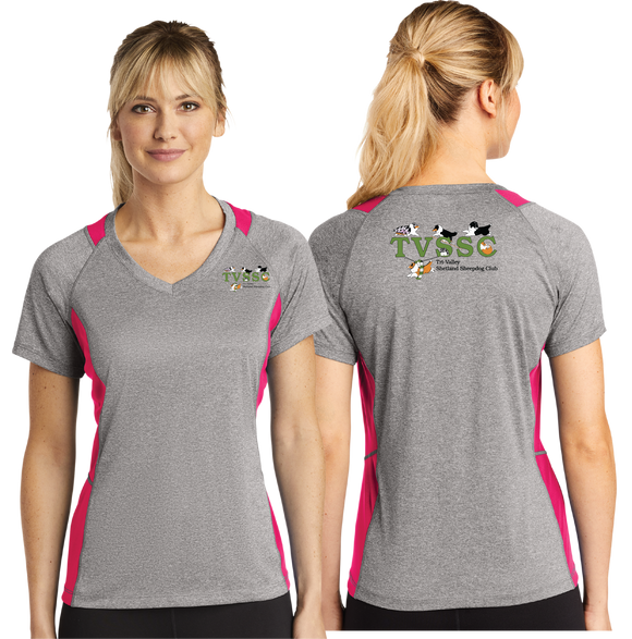 TVS/Sport Tek Ladies Heather Colorblock Contender VNeck Tee/LST361/