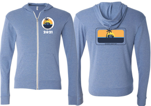 UKI West Coast Cup Unisex Triblend Lightweight Full-Zip Hooded Long Sleeve Tee