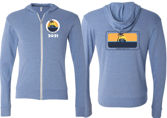 UKI West Coast Cup Unisex Triblend Lightweight Full-Zip Hooded Long Sleeve Tee