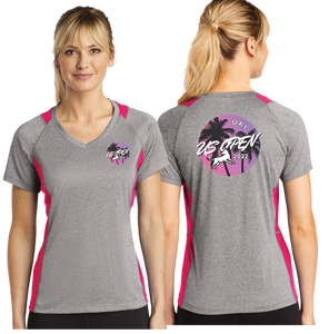 USO22/Sport Tek Ladies Heather Colorblock Contender VNeck Tee/LST361/