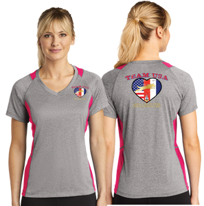 WAOF/Sport Tek Ladies Heather Colorblock Contender VNeck Tee/LST361/