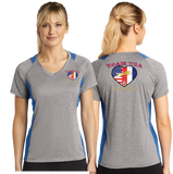 WAOF/Sport Tek Ladies Heather Colorblock Contender VNeck Tee/LST361/