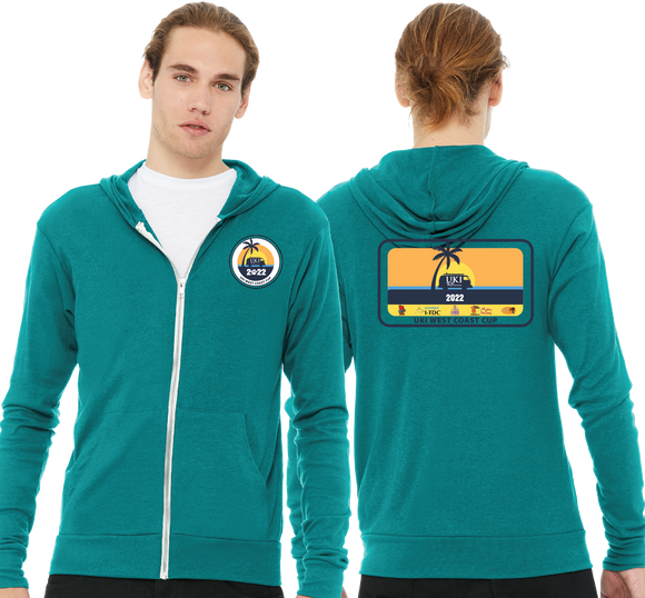 WCC/Unisex Triblend Lightweight Full Zip Hooded Long Sleeve Tee/3939/