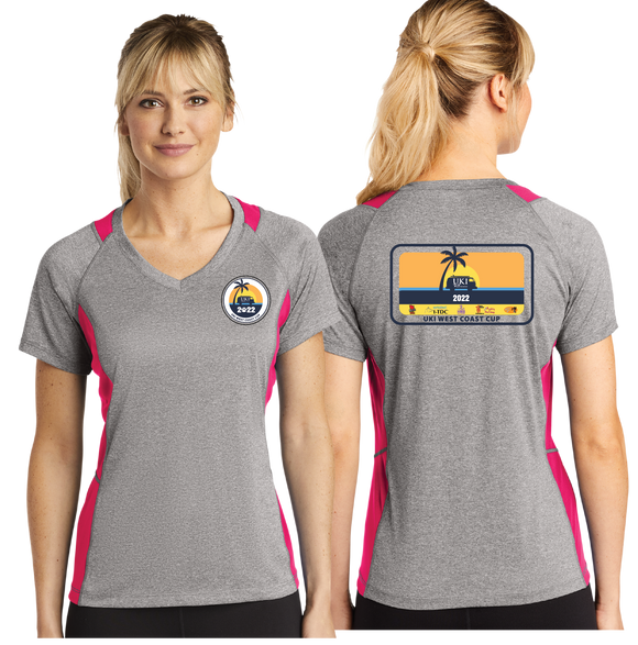 WCC/Sport-Tek® Ladies Heather Colorblock Contender™ V-Neck Tee/LST361/