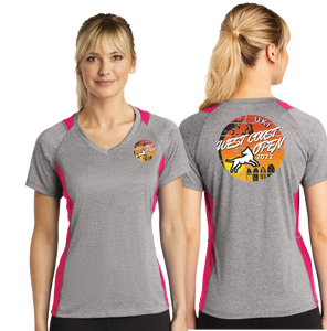 WCO2022/Sport-Tek® Ladies Heather Colorblock Contender™ V-Neck Tee/LST361/