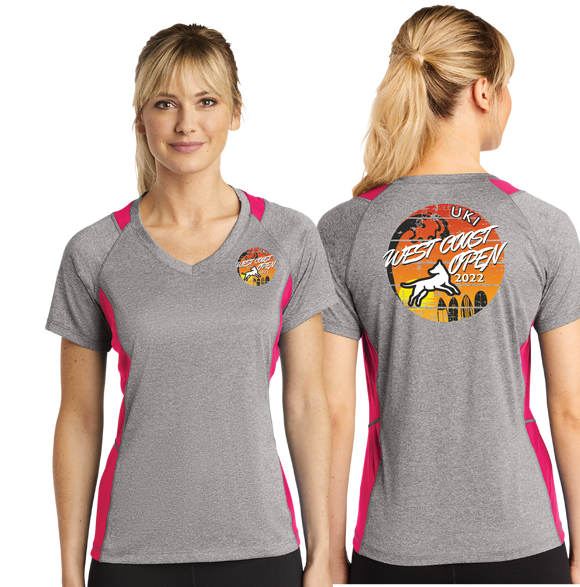 WCO2022/Sport-Tek® Ladies Heather Colorblock Contender™ V-Neck Tee/LST361/