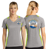 WWR23/Sport Tek Ladies Heather Colorblock Contender VNeck Tee/LST361/