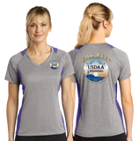 WWR23/Sport Tek Ladies Heather Colorblock Contender VNeck Tee/LST361/