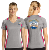 WWR23/Sport Tek Ladies Heather Colorblock Contender VNeck Tee/LST361/