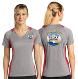 WWR23/Sport Tek Ladies Heather Colorblock Contender VNeck Tee/LST361/