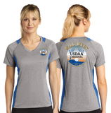 WWR23/Sport Tek Ladies Heather Colorblock Contender VNeck Tee/LST361/